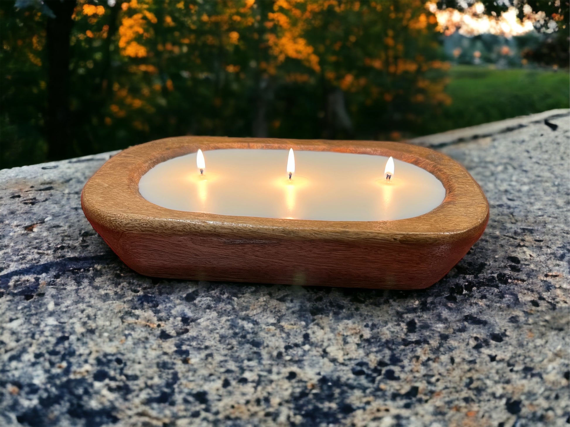 Handcrafted Wooden Dough Bowl Candles a Rustic Glow of Elegance – Young Soul